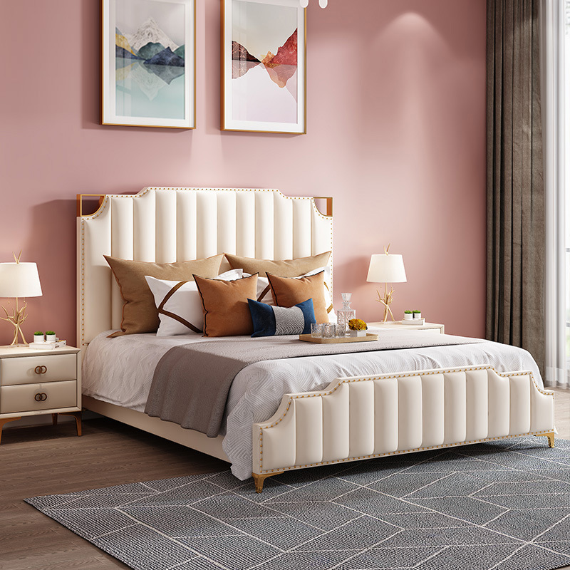 Net red Light luxury bed American postmodern bed 1.8m double bed project Hotel apartment bed B&B bed one wholesale