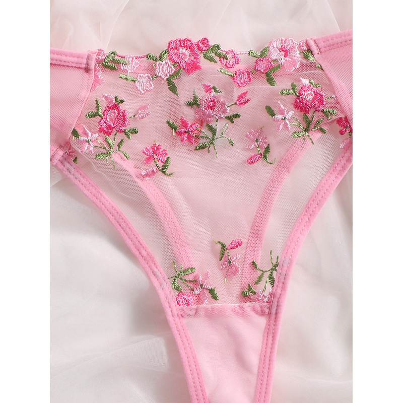 Cross-border sexy underwear lace set thong wholesale manufacturers straight hair mesh women's sexy underwear 21116 Item Picture