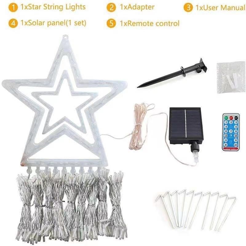 led five-pointed star water flow light, waterfall light, meteor light, star Christmas decorative light, taillight light, courtyard decoration Item Picture
