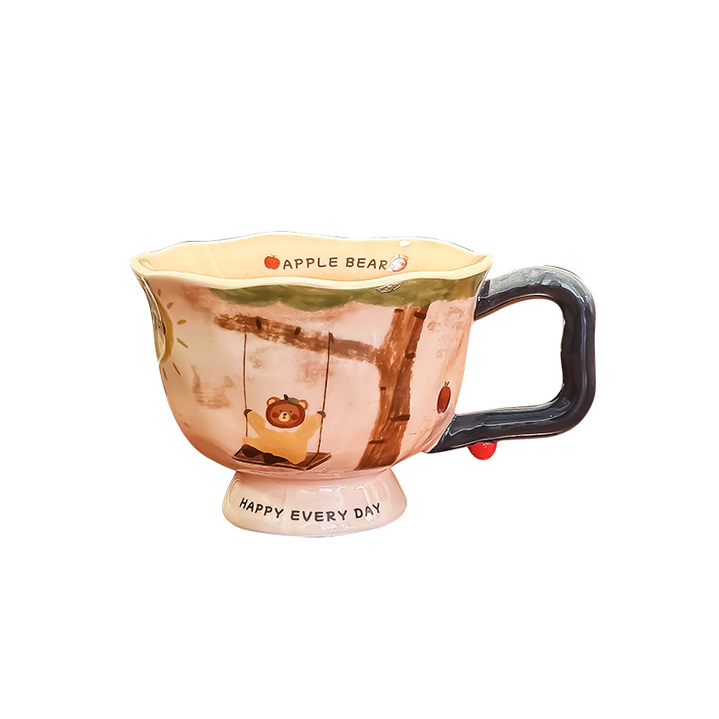 This creative and artistic ceramic water cup is a 2024 new model for women's office home breakfast coffee cup as a souvenir Item Picture