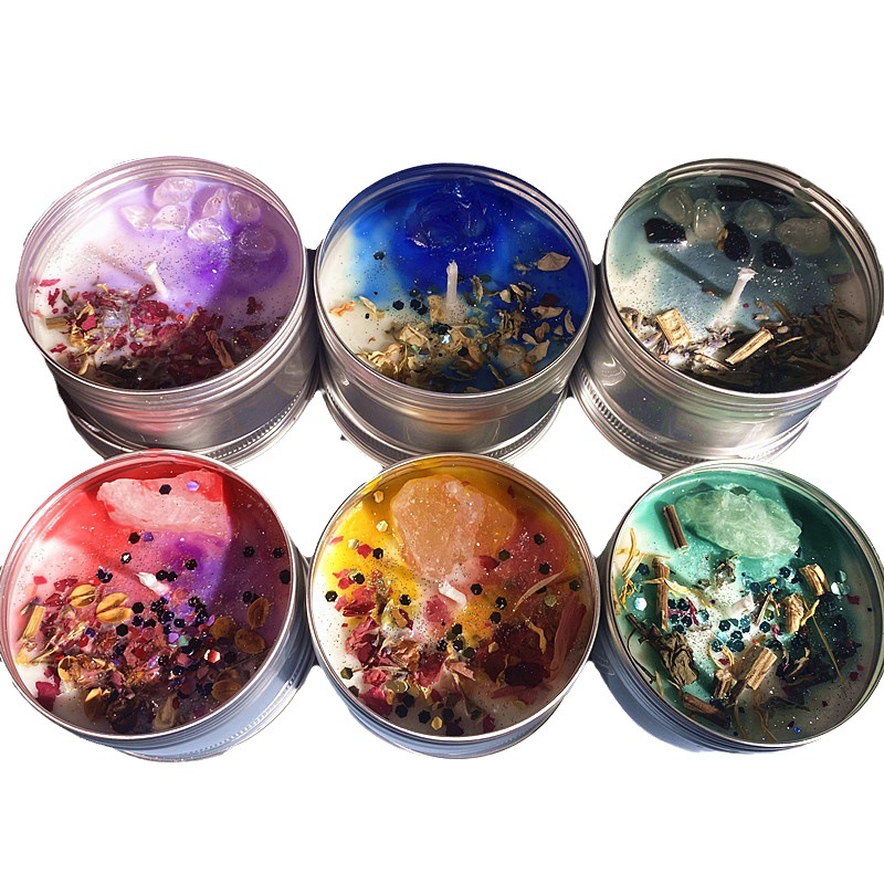 Aromatherapy Candle Dry Flower Crystal Color Sequin Fragrance Handmade Candle Birthday Wedding Companion Gift Cross-Border Wholesale Item Picture