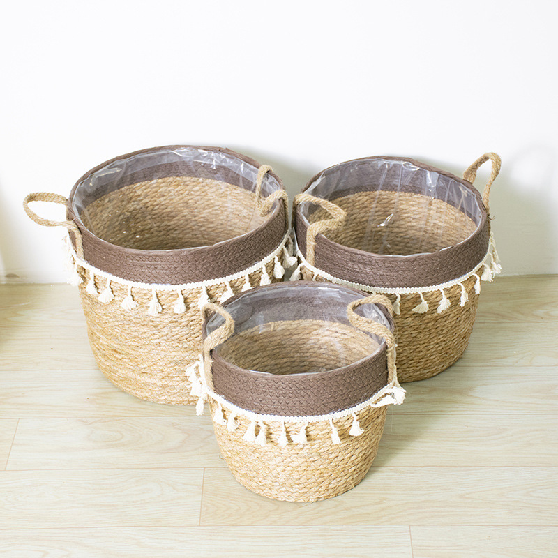 Rattan Plaited Flower Pot Fringe Furniture Living Room Decoration Rattan Plaited Home Decoration Storage Basket Specification drawing