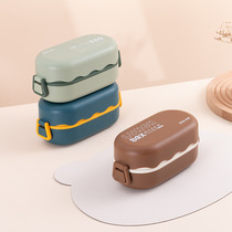 Sealed portable card tray with lid lunch box Students office double-layer bento box can microwave heating lunch box