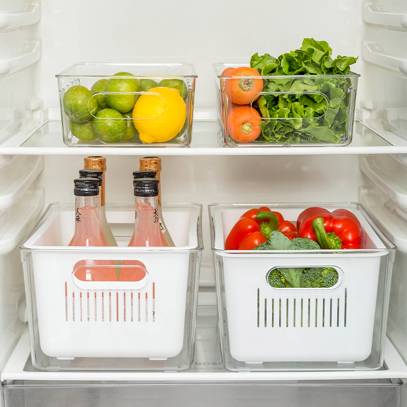 Refrigerator drawer storage divider storage box Vegetables and fruits household safety box Large capacity transparent storage details Picture