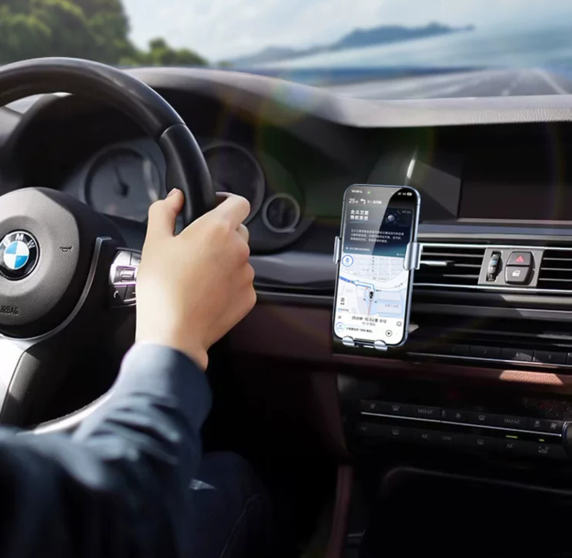 跨境新款横竖屏重力导航支架汽车出风口通用静音手机支架厂家直销详情8