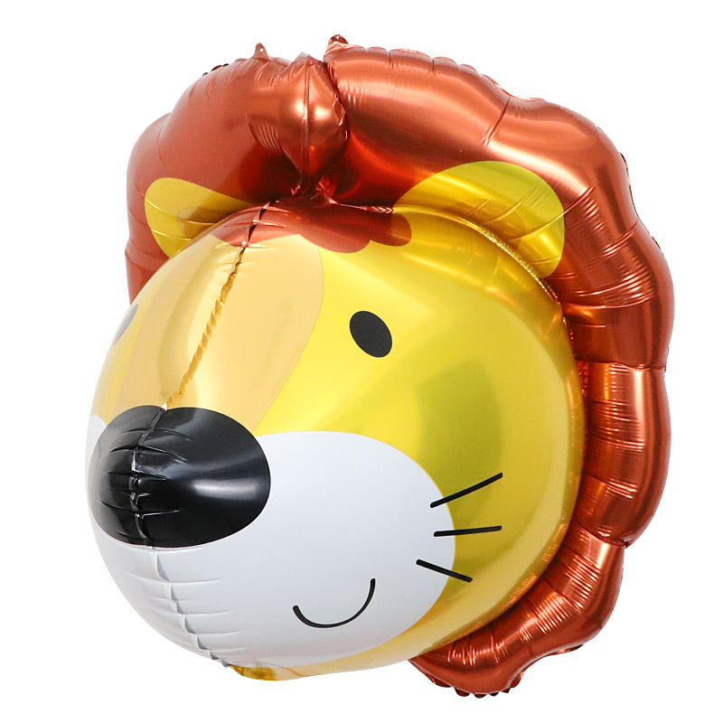 Cross-border 3D stereoscopic cartoon panda, rabbit, dog, lion animal aluminum film balloon, children's birthday party floating decoration Specification image