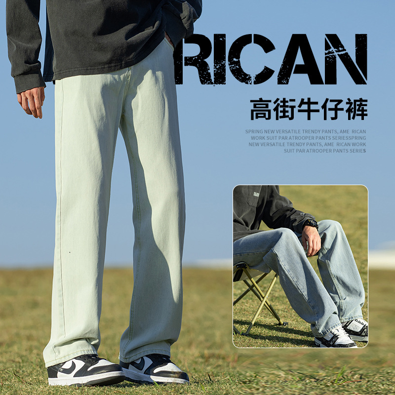 裤子男宽松休闲/牛仔裤男/牛仔裤男士直筒休闲/男纯黑牛仔裤/男裤加肥加大产品图