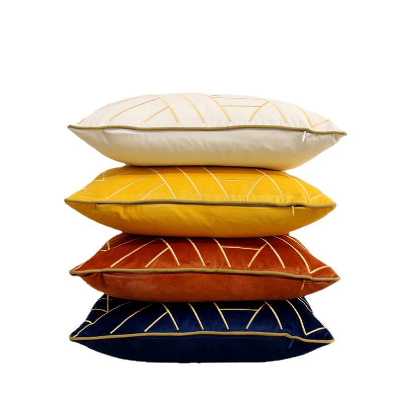 Nordic Modern Simple Italian Light Luxury Sand Cushion Pillow Cover Dutch Embroidery Waist Pillow Back Cover Item Picture