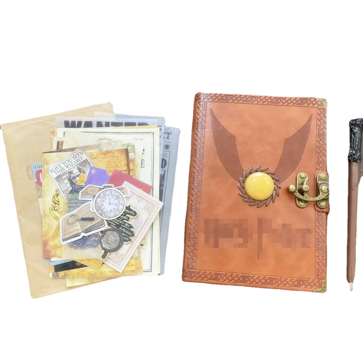 Retro planner, natural gemstone notebook, kraft paper notebook, string wing planner Item Picture