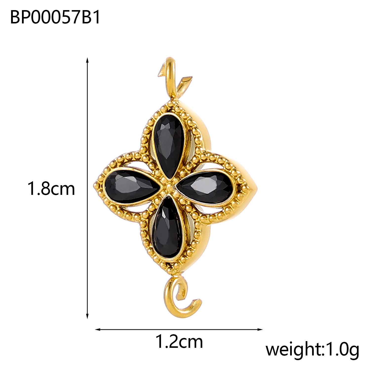 Cross-border fashion stainless steel four-leaf clover, five-pointed star, zircon inlaid diy double-hole pendant design accessory pic 24