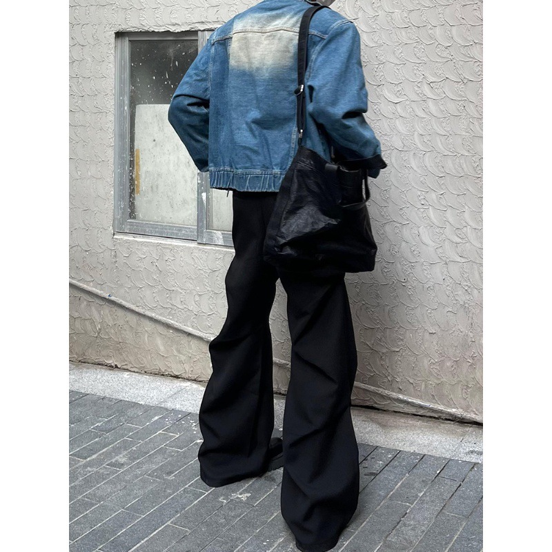 2023 new style cleanfit dress pants with a niche design, pleated, loose, casual, wide-leg, slightly flared floor-length pants for men Application Scenario