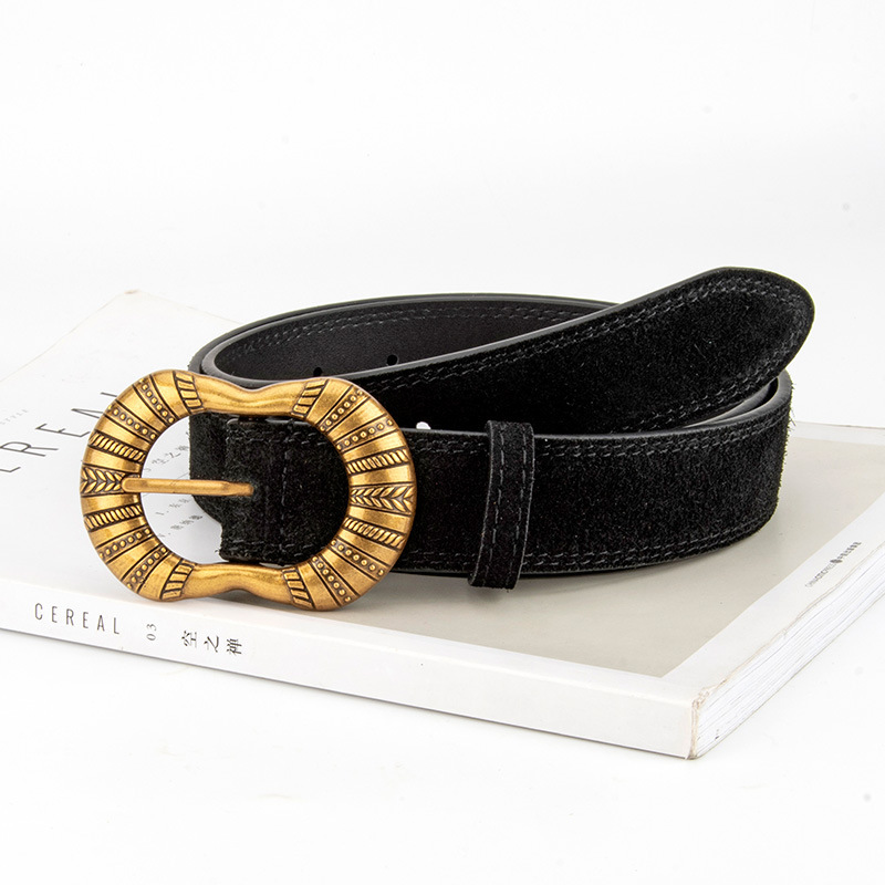 新款磨砂潮流休闲真皮腰带女个性设计感装饰搭配牛仔裤皮带女复古细节图