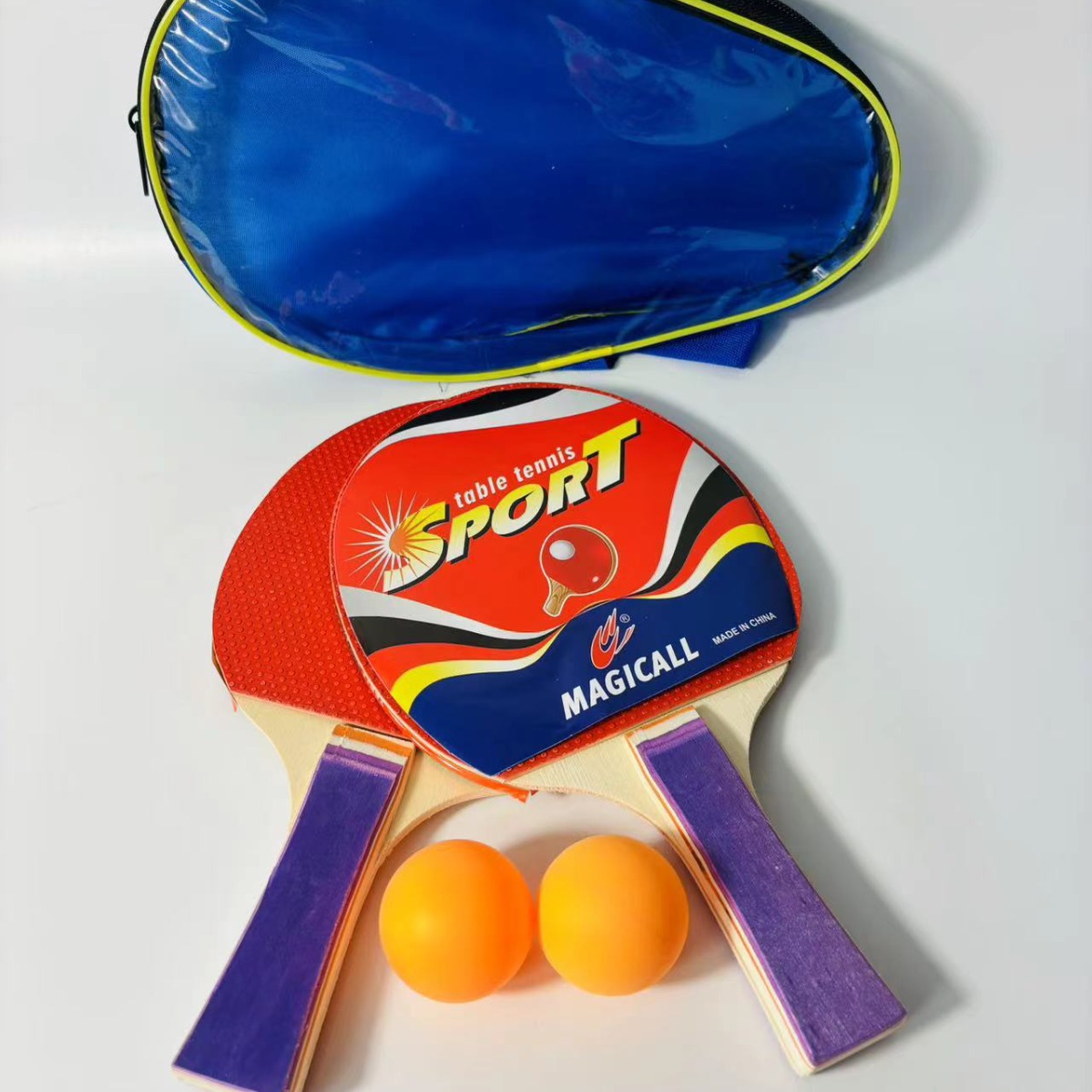 Macigao Table Tennis Racket 5Mm Single Leather Beginner Children's Horizontal Table Tennis Racket 2 Sets Wholesale Specification drawing