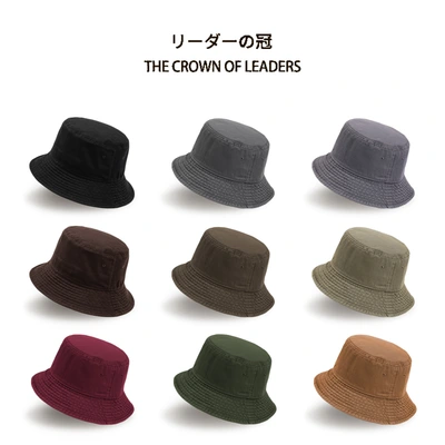 The Crown Of The Leader High quality washed cotton fisherman hat Male and female neutral Korean version bucket hat sunshade adjustable thumbnail