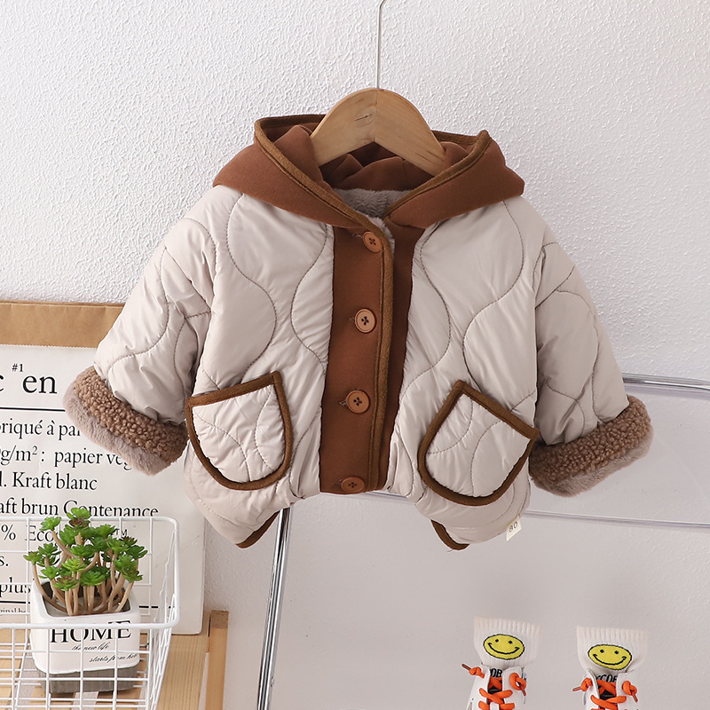Boys Winter Quilted Coat Plus Fleece Thickened Children's Quilted Coat 2023 New Warm Baby Quilted Children's Wear Tide details Picture