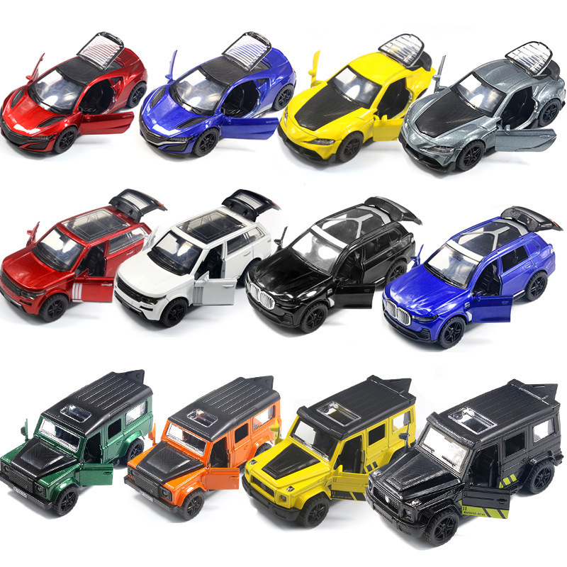 1:36 alloy car, off-road car, small car model, door-opening children's toy car, boy cake, street stall display item batch details Picture