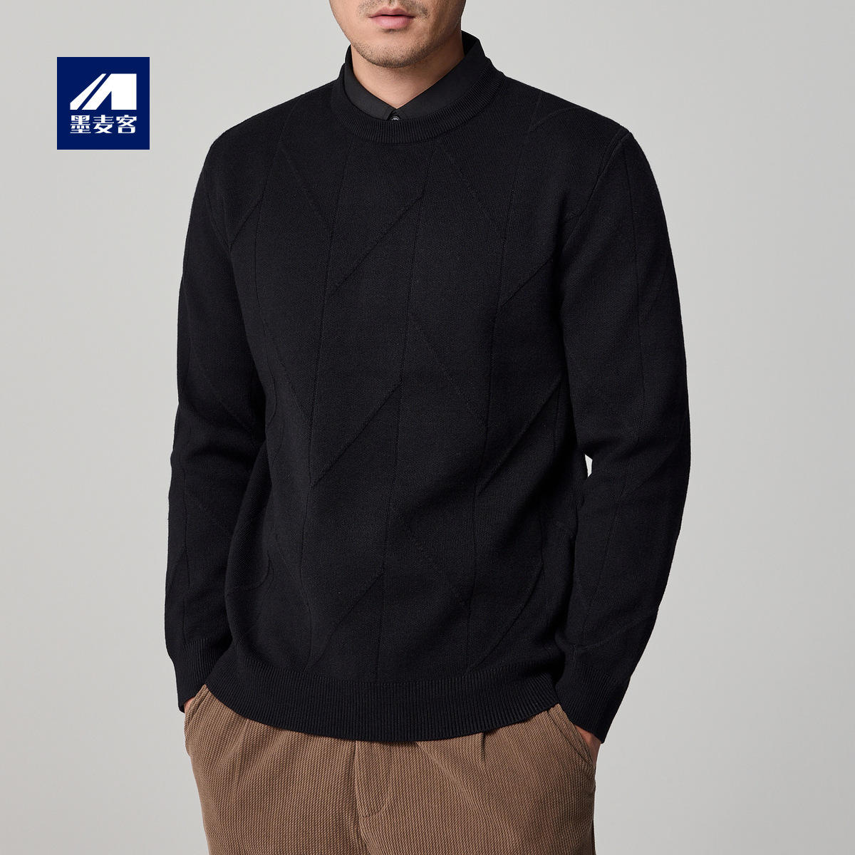 Mermaik hombre false dos camisas cuello hombre suéter invierno 2024 nuevo jersey jersey hombre 21945