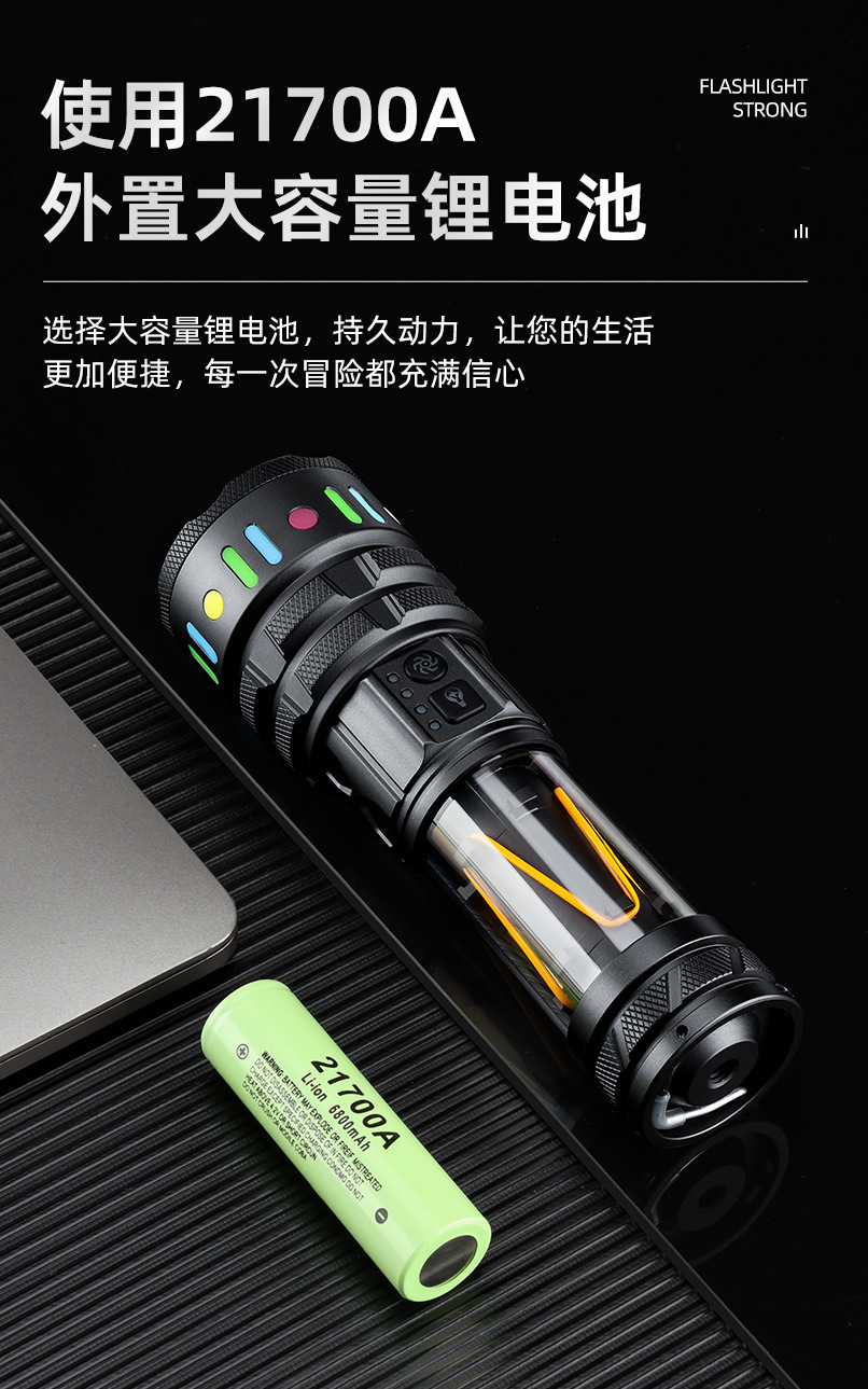 New cross-border outdoor long-range zoom white laser high-intensity flashlight, charging multi-functional camping lamp flashlight pic 10
