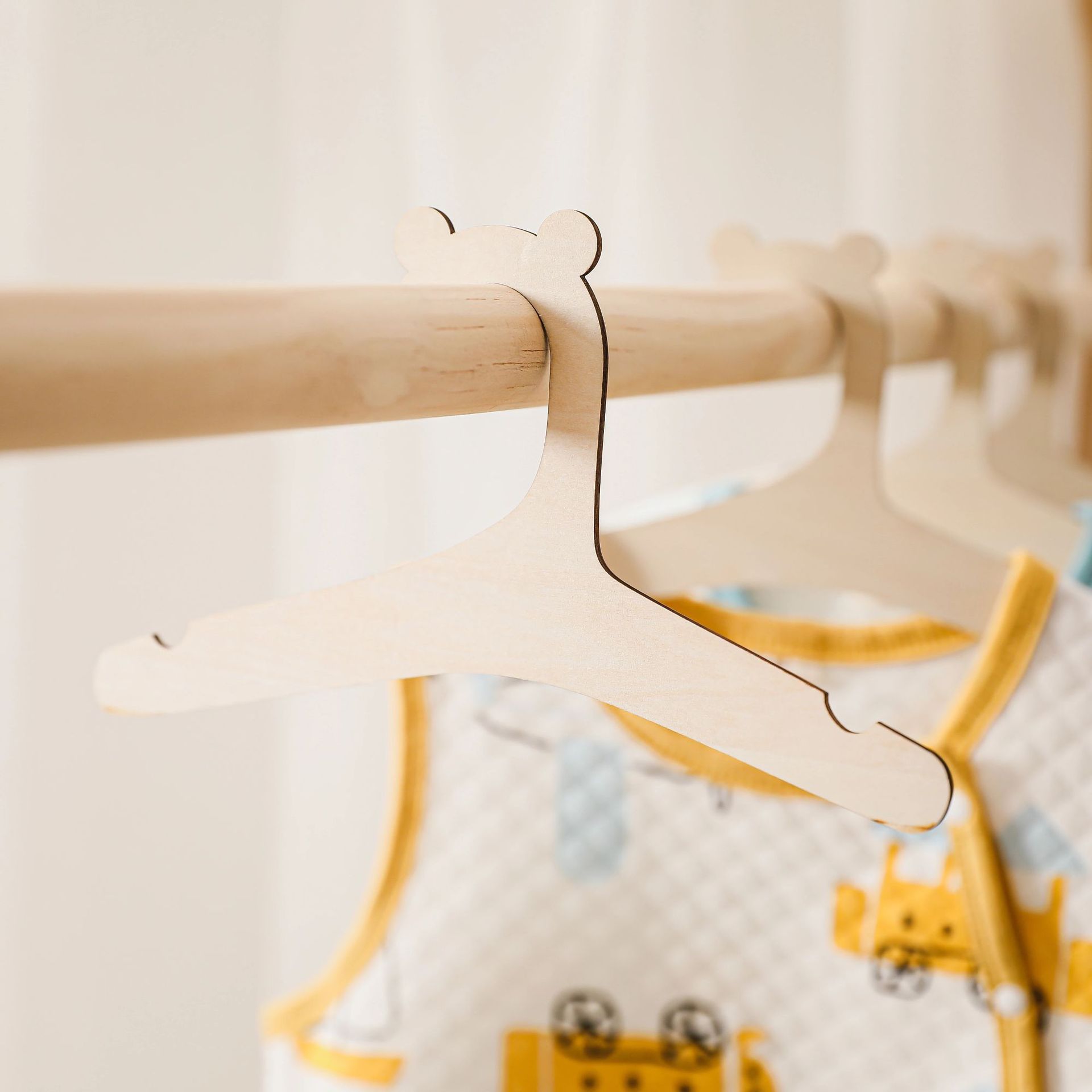 Wooden child bear hanger Wooden Bear hanger creative home hanger DIY children's room wooden hanger thumbnail
