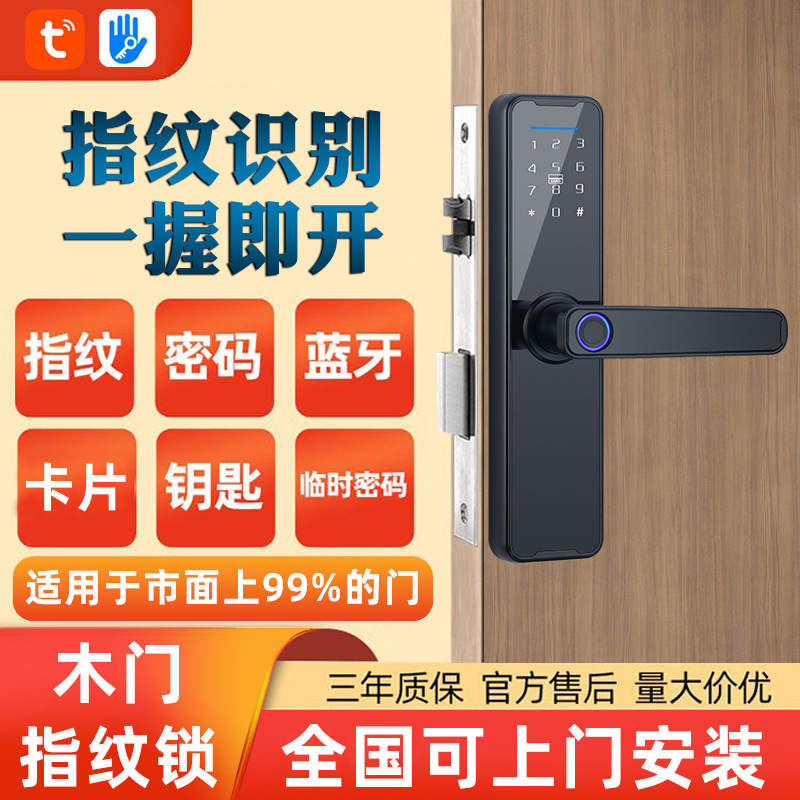 Cross-border e-commerce graffiti smart door locks, wooden doors, fingerprint locks, password locks, office and apartment rentals, anti-theft smart locks