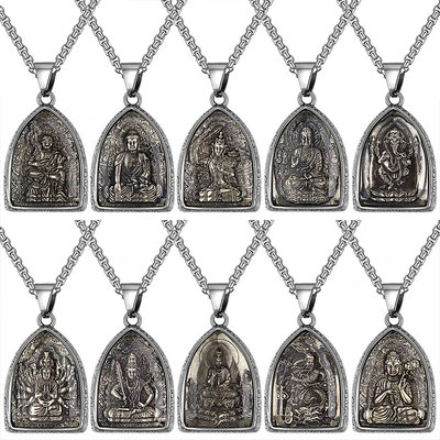 Titanium Steel Twelve Zodiac Life Eight Guardian Brand Pendant Men's Retro Stainless Steel Necklace