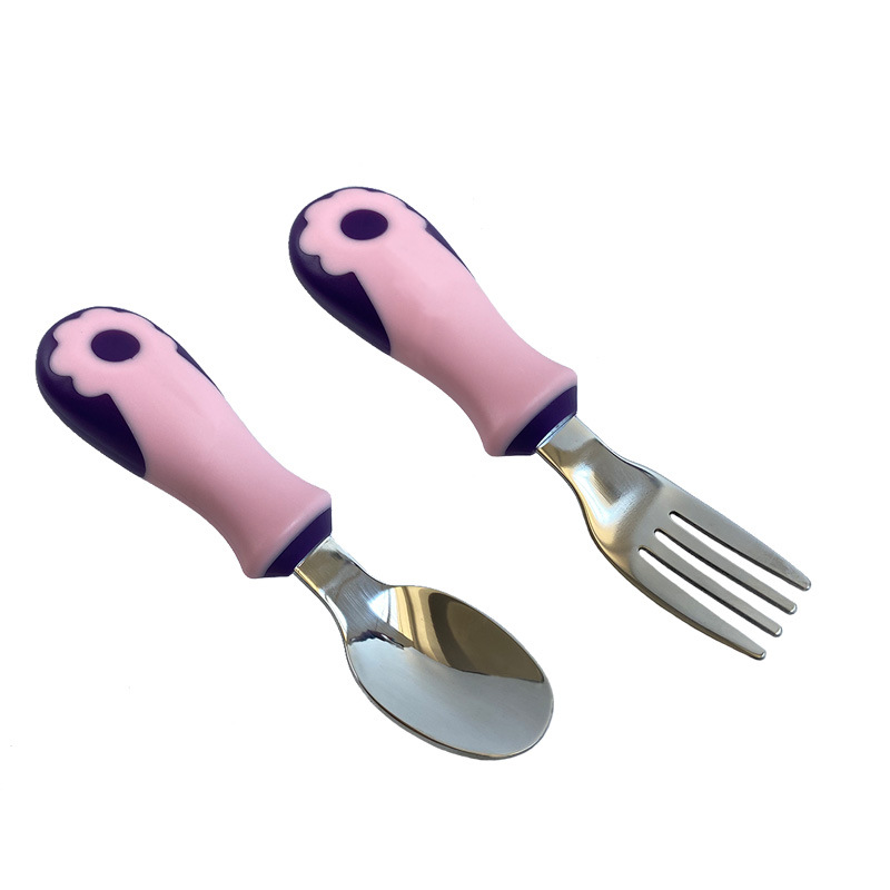 Stainless steel spoon fork Children baby set 316 short handle baby children baby stainless steel short handle spoon Item Picture