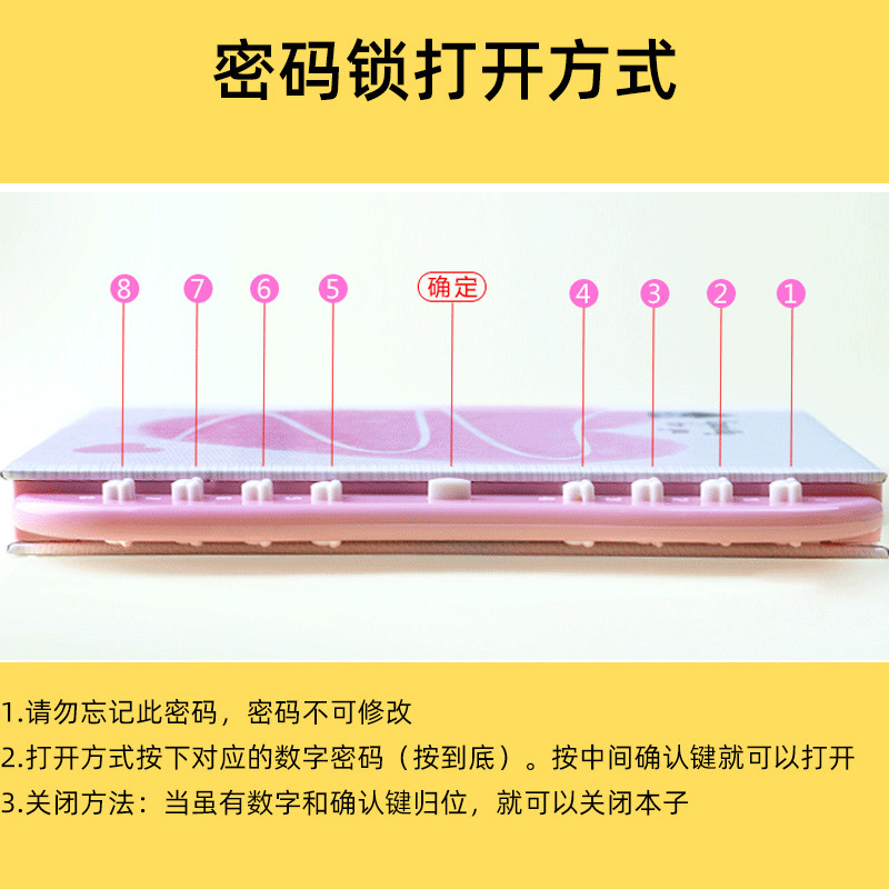 Qianyu Culture Diary Wholesale Elementary School 64 Open Cartoon Password Book Wholesale With Lock A6 Notebook Creative Stationery Printing Logo Application Scenario