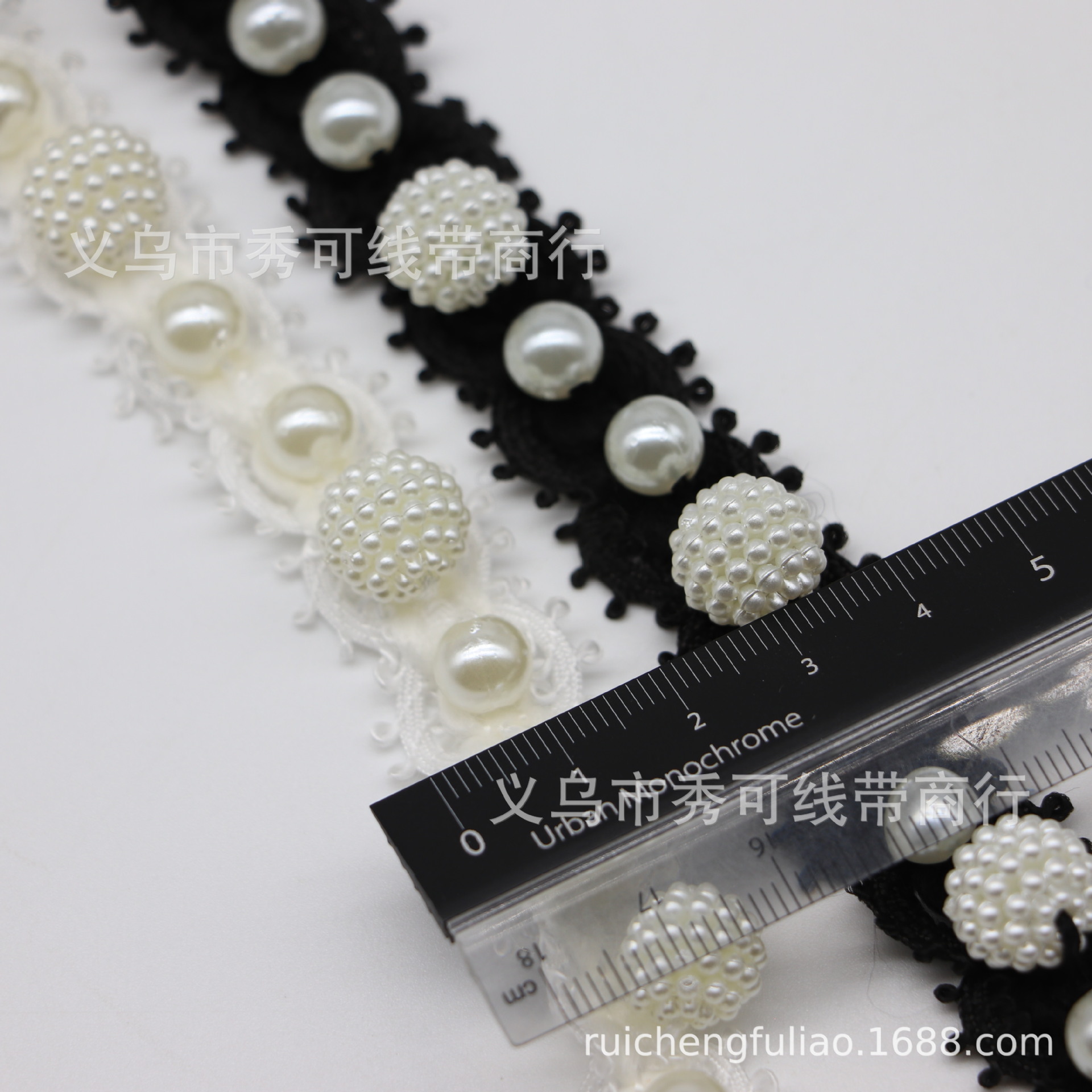 现货地球珠款蜈蚣珍珠花边织带 手工钉珠花边服装衣领装饰DIY配件