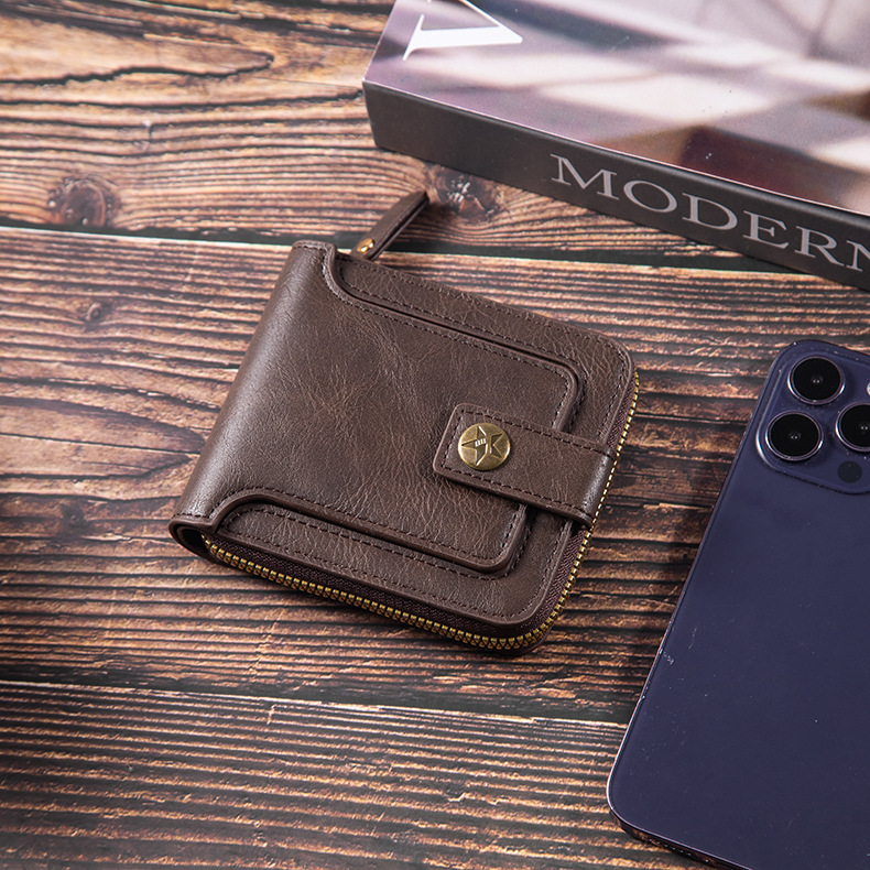 Cross-border in-stock 2024 new product hot-selling short horizontal style 30% off wallet for men, multi-functional household business for foreign trade men details Picture