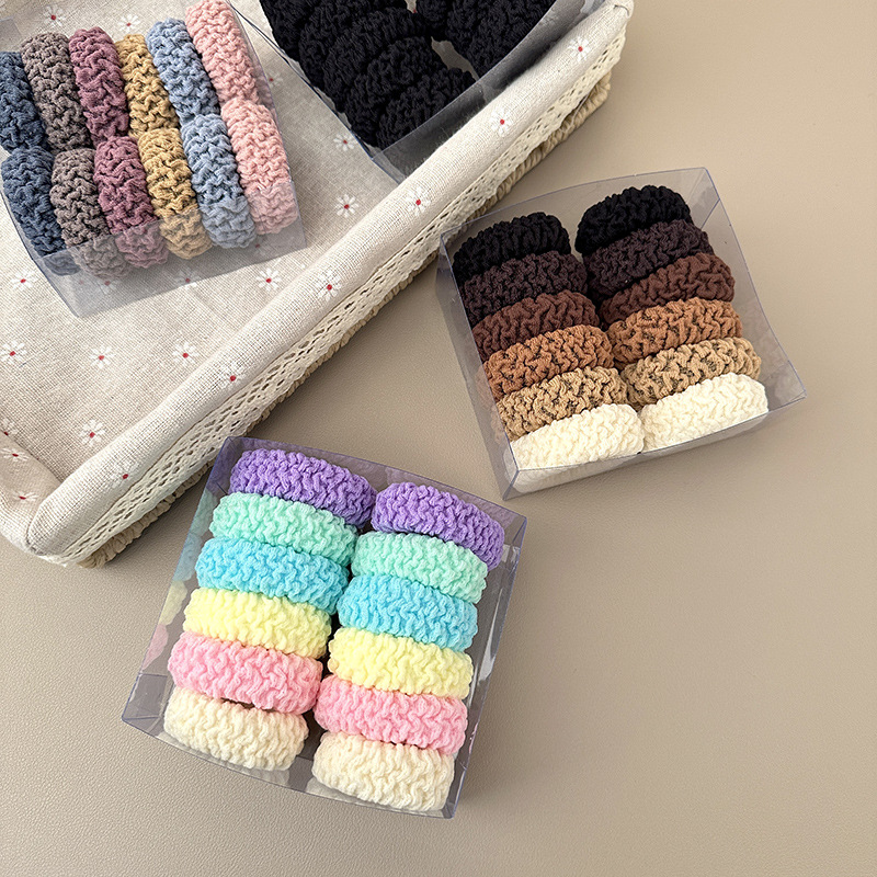 Boxed thickened and widened high-elasticity towel band, seamless fish-scale pattern hair tie, rubber band, leather cover, hair band pic 54