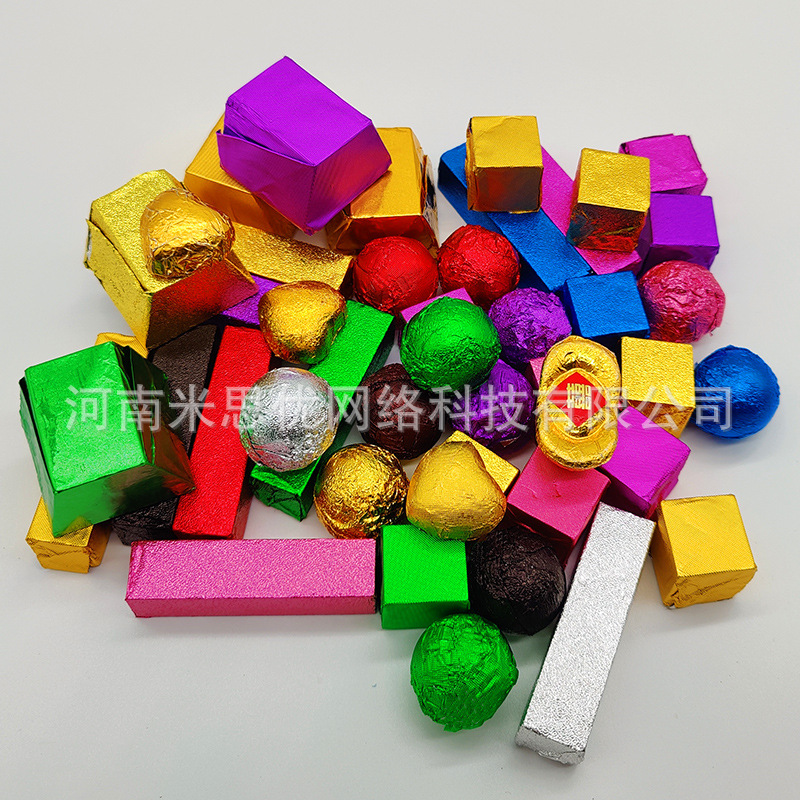 10*10Cm Color Aluminum Foil Embossed Smooth Surface Candy Tea Sesame Ball Chocolate Wrapping Paper Foil details Picture