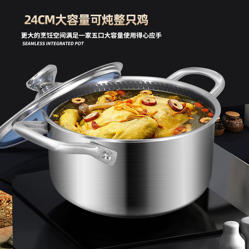 Germany 316 Stainless Steel Stockpot Non-Stick Double Ear Honeycomb Small Stockpot Household Cooking Pot Food Grade Induction Cooker Stockpot Application Scenario