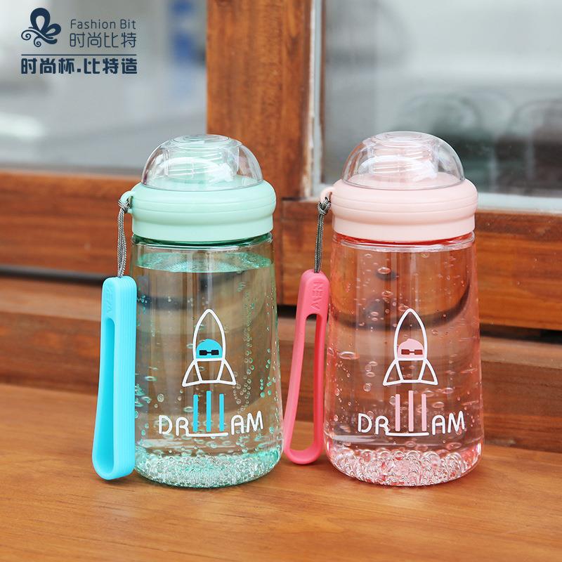 时尚比特可爱塑料杯女学生便携水杯带茶隔杯子创意礼品广告印logo