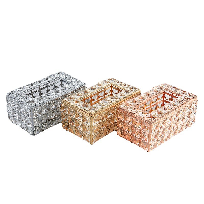 European-style crystal tissue box, simple home living room coffee table, tissue box, desktop napkin, cosmetic storage box Item Picture