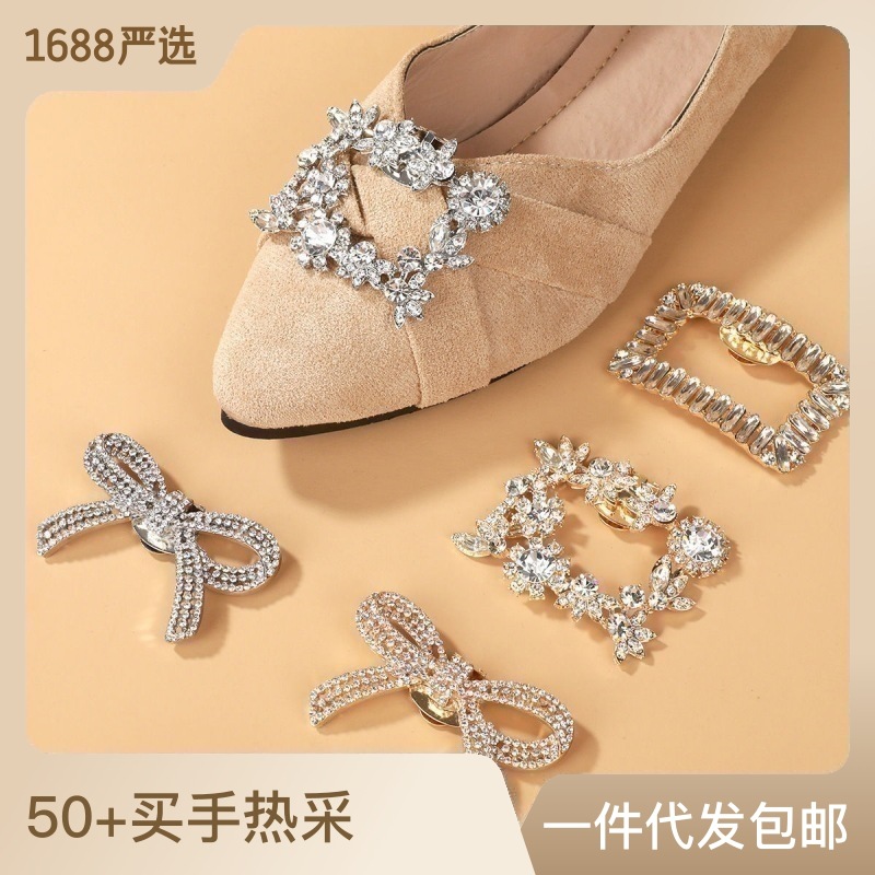 Detachable Rhinestones Flowery Clasp Upper Accessories Toe Accessories High Heels Sandals Accessories Metal Decorative Clasp