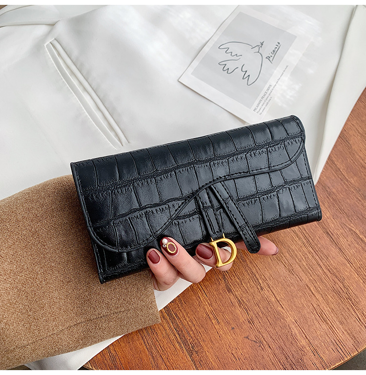 女士钱包长短款简约潮搭扣折叠石头纹多卡位卡包短款小钱包零钱夹详情22