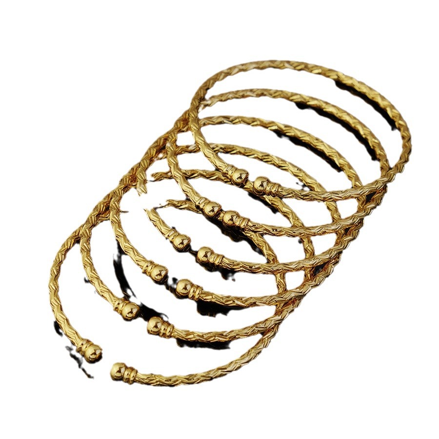 3MM gold-plated bracelet for women, African gold bead bracelet, gift for Ethiopian wedding brides Item Picture