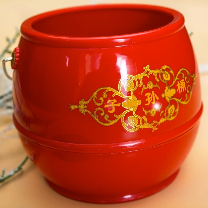 Wedding celebration items, descendants' buckets, bride's dowry, wedding ornaments, wedding buckets, red wedding toilets Application Scenario