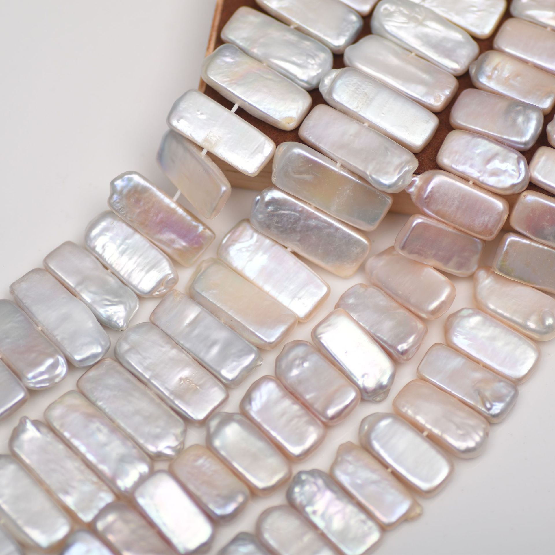 新品10-20MM滑皮长方块珍珠天然珍珠半成品饰品配件手工DIY材料