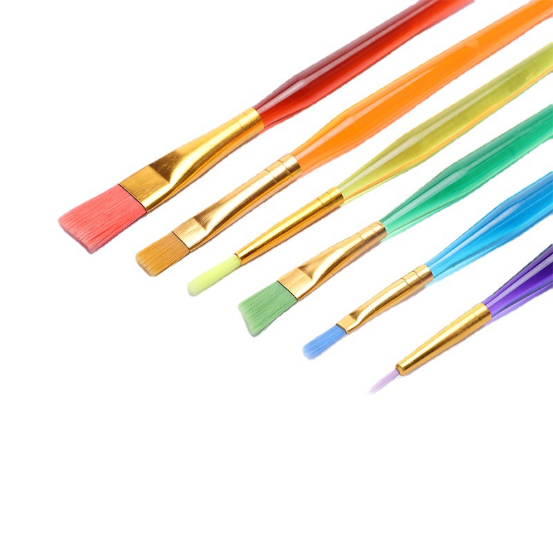 Factory direct supply 6-piece set of color brush set, children's DIY oil brush, watercolor brush and gouache brush set Item Picture