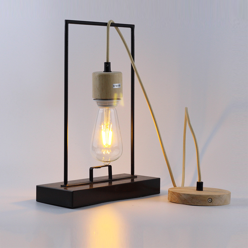 Cross-border e-commerce simple country pendant lamp replacement lamp head solid wood single-head wood set E27 lamp, Nordic style Specification image