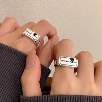 Niche retro heavy heavy zircon letter ring women's fashion light luxury vegan ring open ring senior sense index finger ring