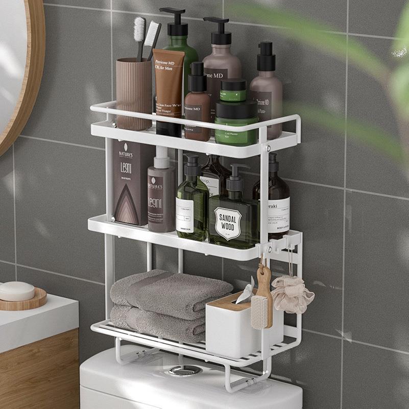 Toilet Tank Storage Rack Wrought Iron Toilet Perforation-Free Multi-Functional Storage Rack Bathroom Toilet Above The Shelf Specification drawing