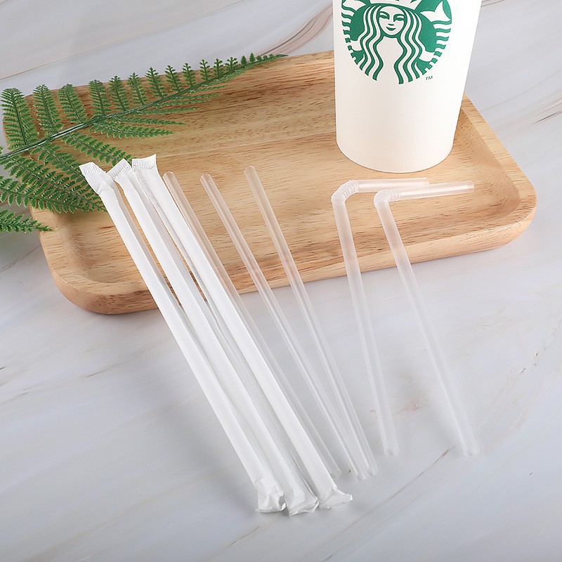 Disposable straws, independently packaged suction tubes, flat-mouthed food-grade beverage straws, flexible box-packed pp transparent straws Application Scenario