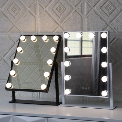 Amazon Hollywood Led Makeup Mirror Table Type Vanity Mirror With Light Bedroom Desktop Gift European And American Wind Bulb Mirror