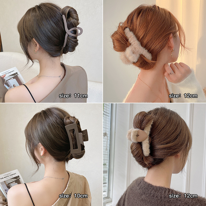 French Elegant Temperament Headdress Autumn Winter Plush Cobblehead Clip Large Shark Clip Hairpin Senior Sense Hairpin Wholesale details Picture