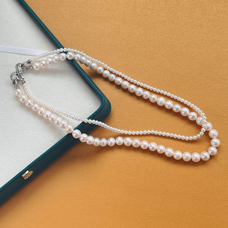 Double-layer pearl necklace that doesn't fade, a high-end, light luxury beaded sweater necklace for women in autumn and winter, a simple accessory pic 16