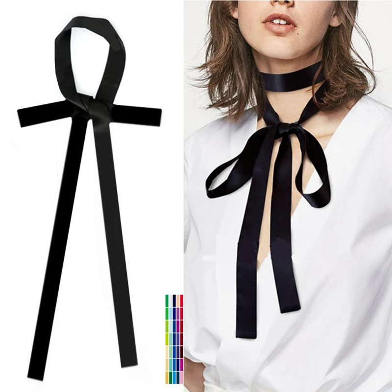 Silk scarf, women's belt, solid color, long and narrow neckerchief, versatile decorative small scarf, ribbon, skirt belt, hair band for women Application Scenario