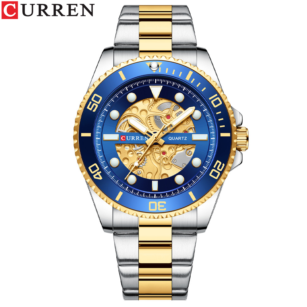 Curren/卡瑞恩8412男士手表 石英表钢带表 商务男表 休闲手表