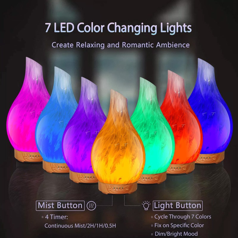 120ML glass essential oil aroma diffuser, humidifier, seven-color light, bedroom silent air conditioner, room moisturizing, factory direct sales Specification image